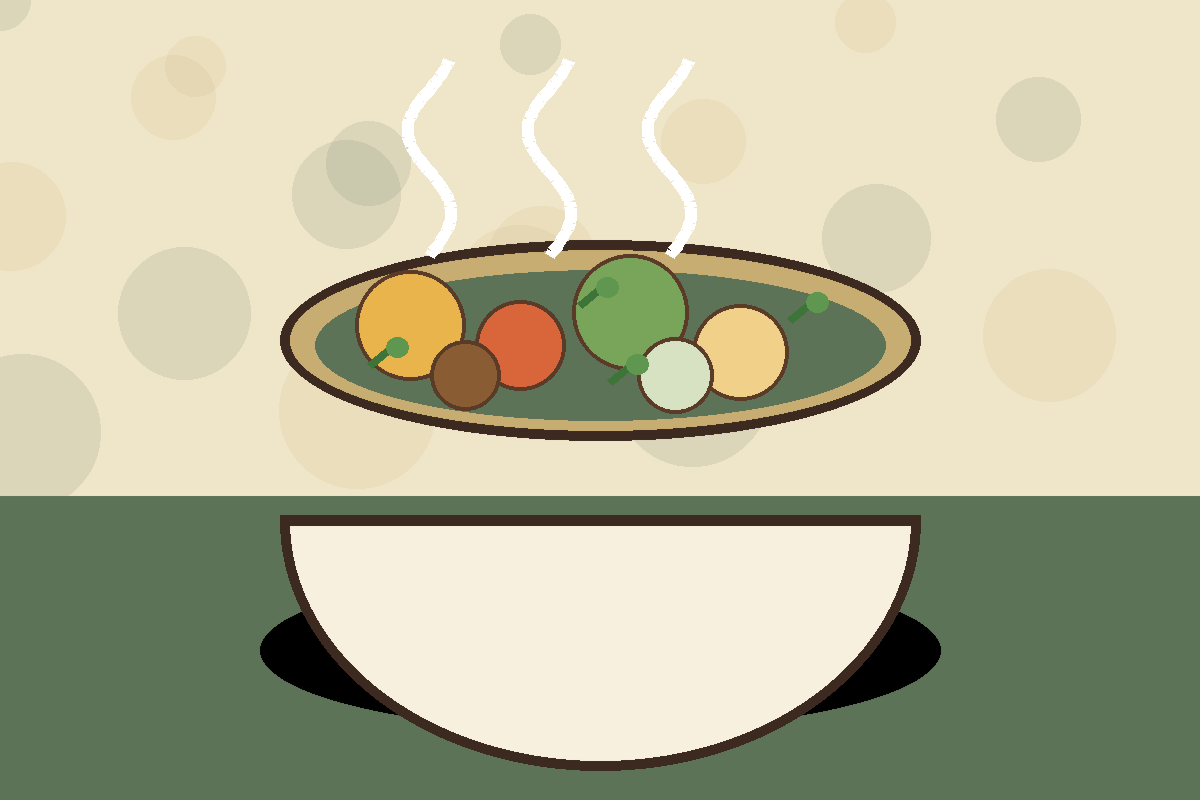 Stylized bowl representing Chicken, Leek and Potato Stew