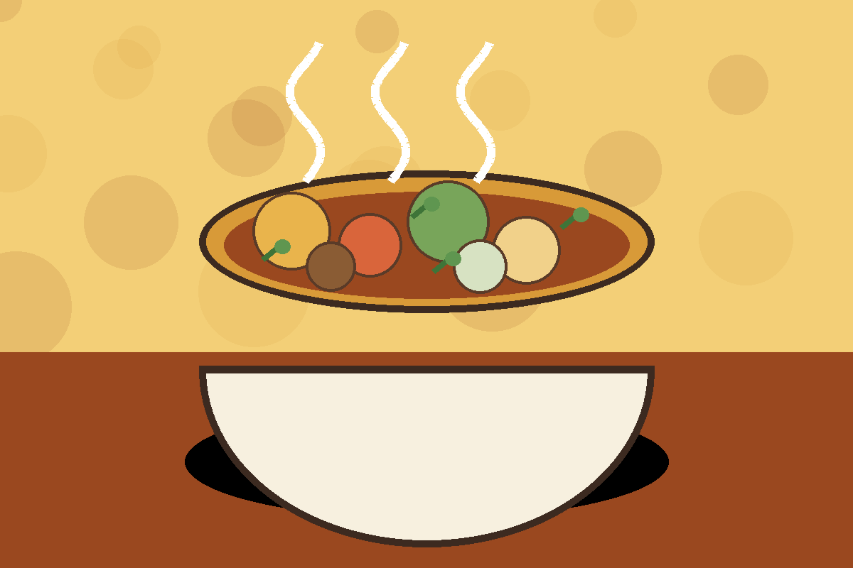 Stylized illustrated bowl for Moroccan-Inspired Chickpea and Apricot Stew